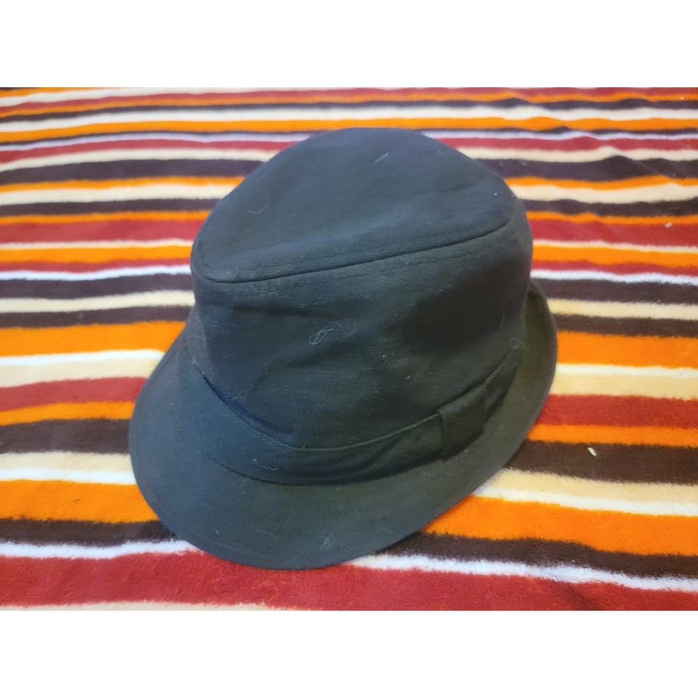 Black Fedora Style Hat Womens One Size Cotton Blend Brimmed Casual Cap